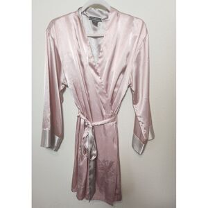 Halston Black Label Set Robe & Nightgown Pink Gray Pockets Vintage Size‎ L/XL